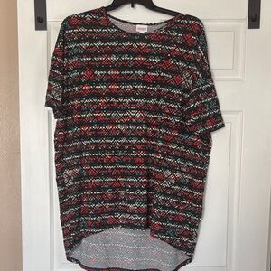 LuLaRoe Black and Red Geometric Tunic Top